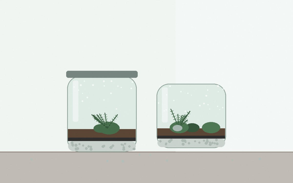 Cross-section of a jar showing five distinct layers from gravel to soil