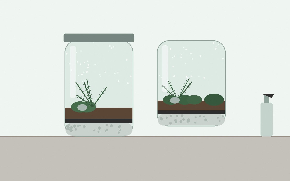 Cross-section of a jar showing five distinct layers from gravel to soil